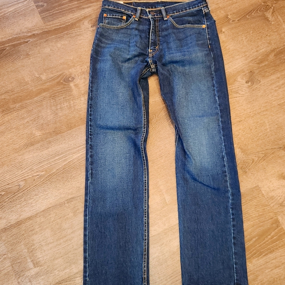 Mens LEVI STRAUSS 505 medium/dark wash straight leg jeans 31-32